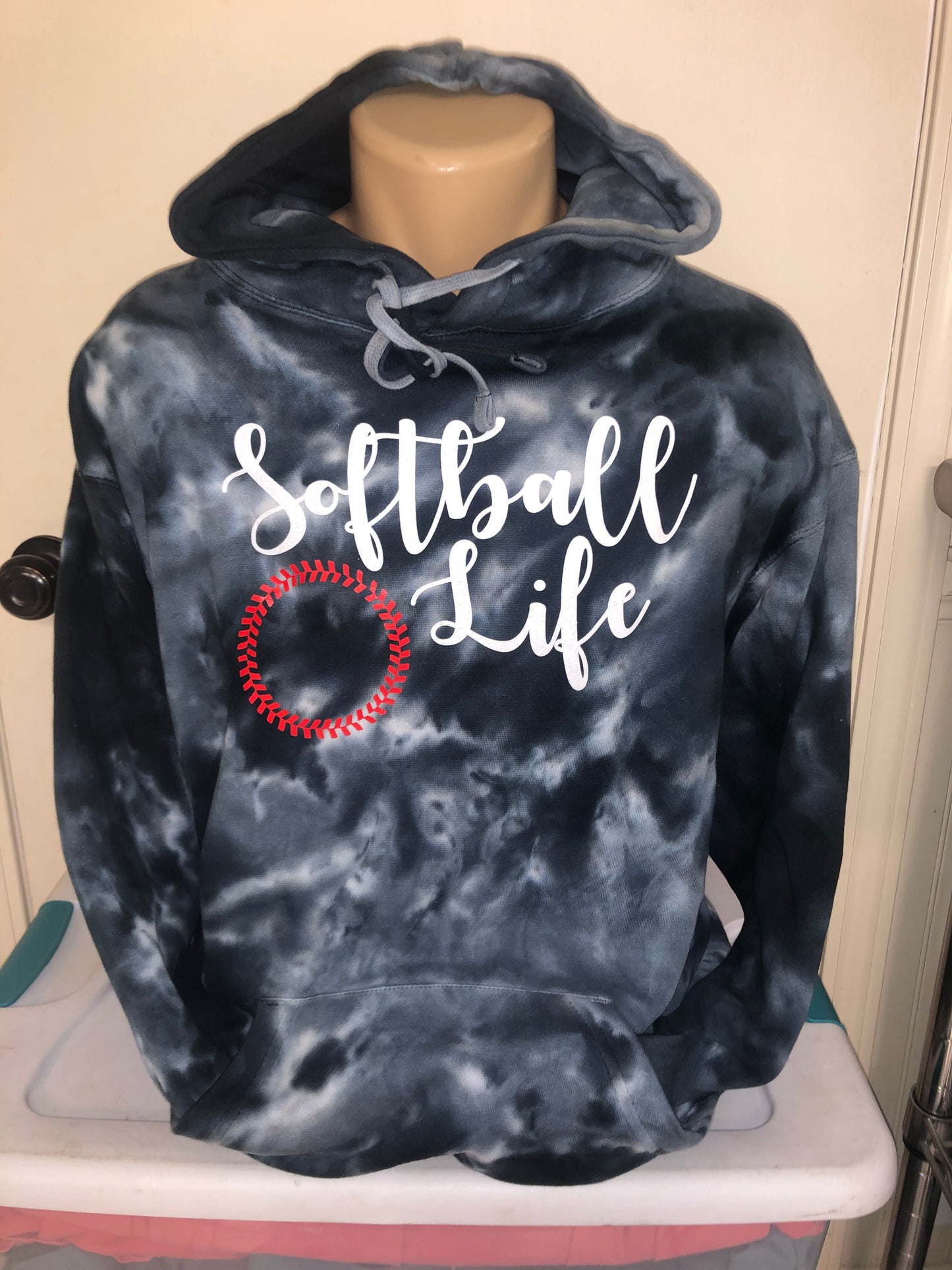 Tie-Dye Hoodie/ Black and White